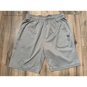 Reebok Mens Athletic Shorts M Gray Mesh Elastic Waist Slash Pockets Draw String